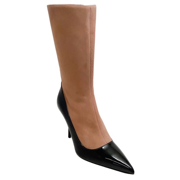 Alaia Nude Suede / Black Patent Short Boot 90 - Picture 1 of 12